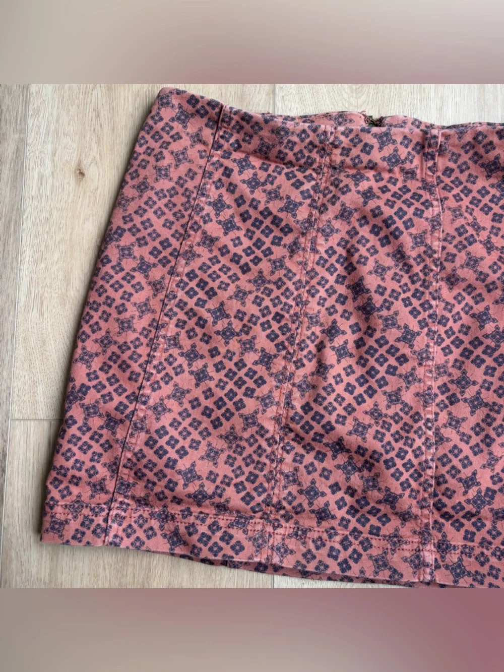 Free People Rust & Black Geometric Mini Skirt Size 10